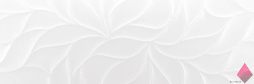 Белая матовая рельефная плитка Leaves Stryn 30x90 Benadresa
