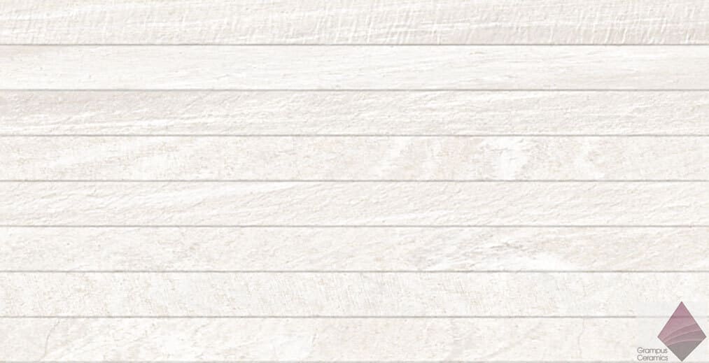 Белая плитка под камень рейками Gayafores Sahara Deco Blanco 32x62.5
