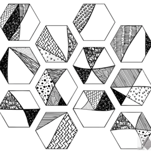Черно-белая шестиугольная плитка ITT Ceramic Comic 23x27