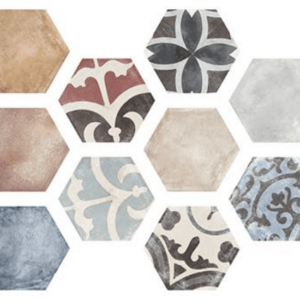 Шестиугольная цветная матовая плитка с узором ITT Ceramic Marrakech 23x27