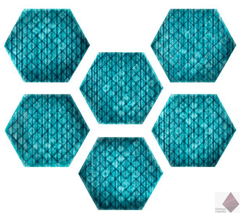 Голубая глянцевая плитка сотами ITT Ceramic Tribu Blue Shiny 23x27