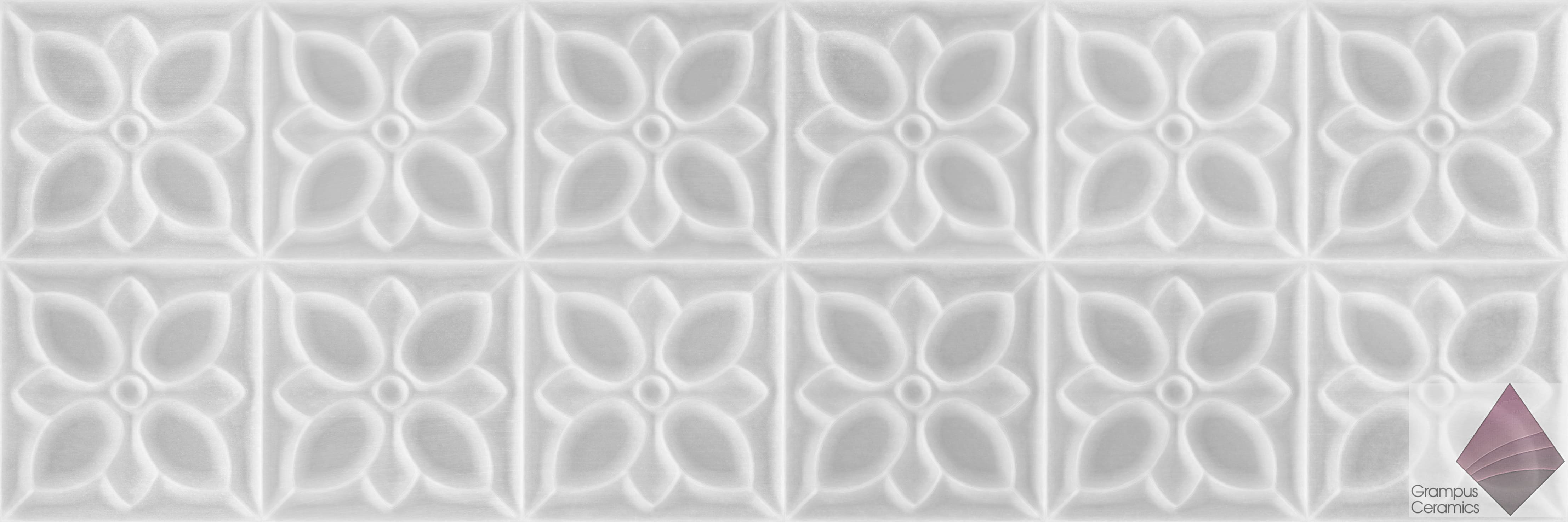Глянцевая плитка для ванной Mei Keramik Lissabon квадраты серый рельеф 25х75
