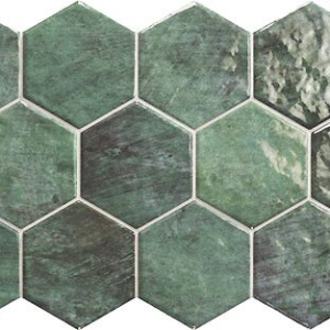 Плитка зеленая шестиугольники глянец Realonda Hex Zellige 26.5x51