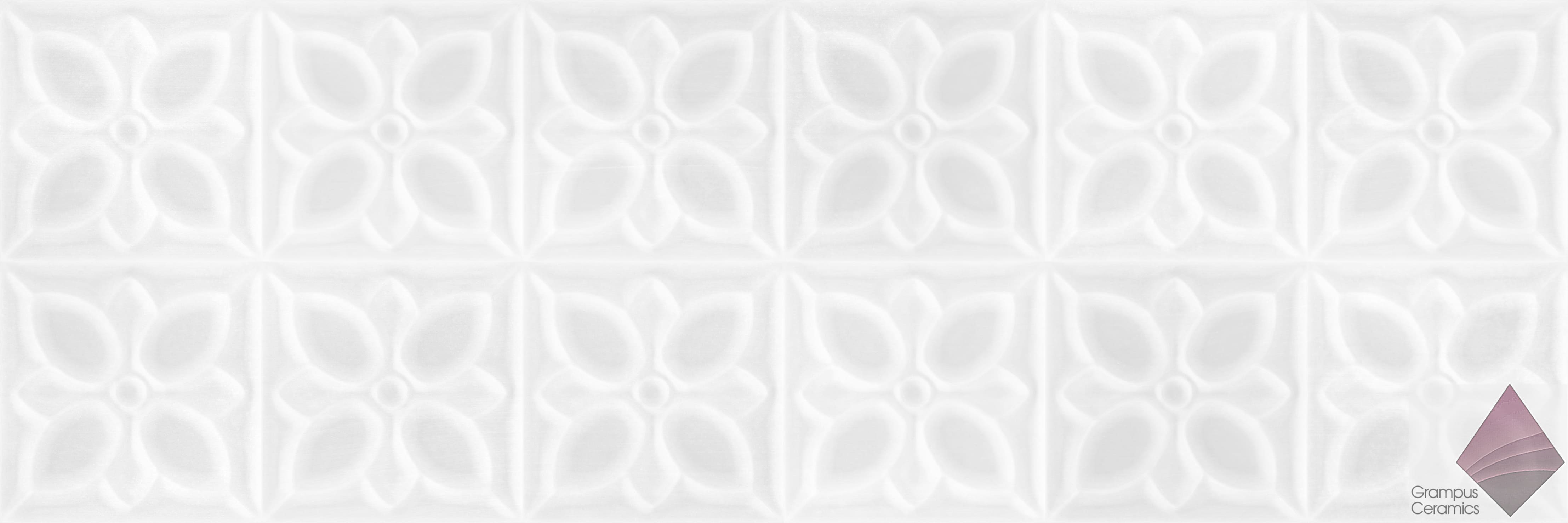 Глянцевая плитка Mei Keramik Lissabon квадраты белый рельеф 25х75