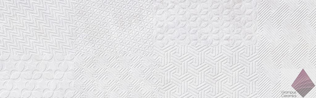 Белая рельефная плитка Materia Textile White 25x80