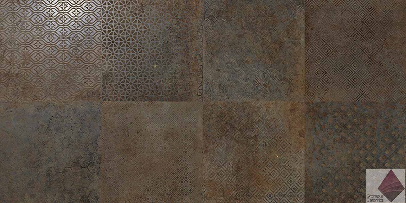 Матовая коричневая плитка под металл Ceracasa Deco Copper Titan 49.1x98.2