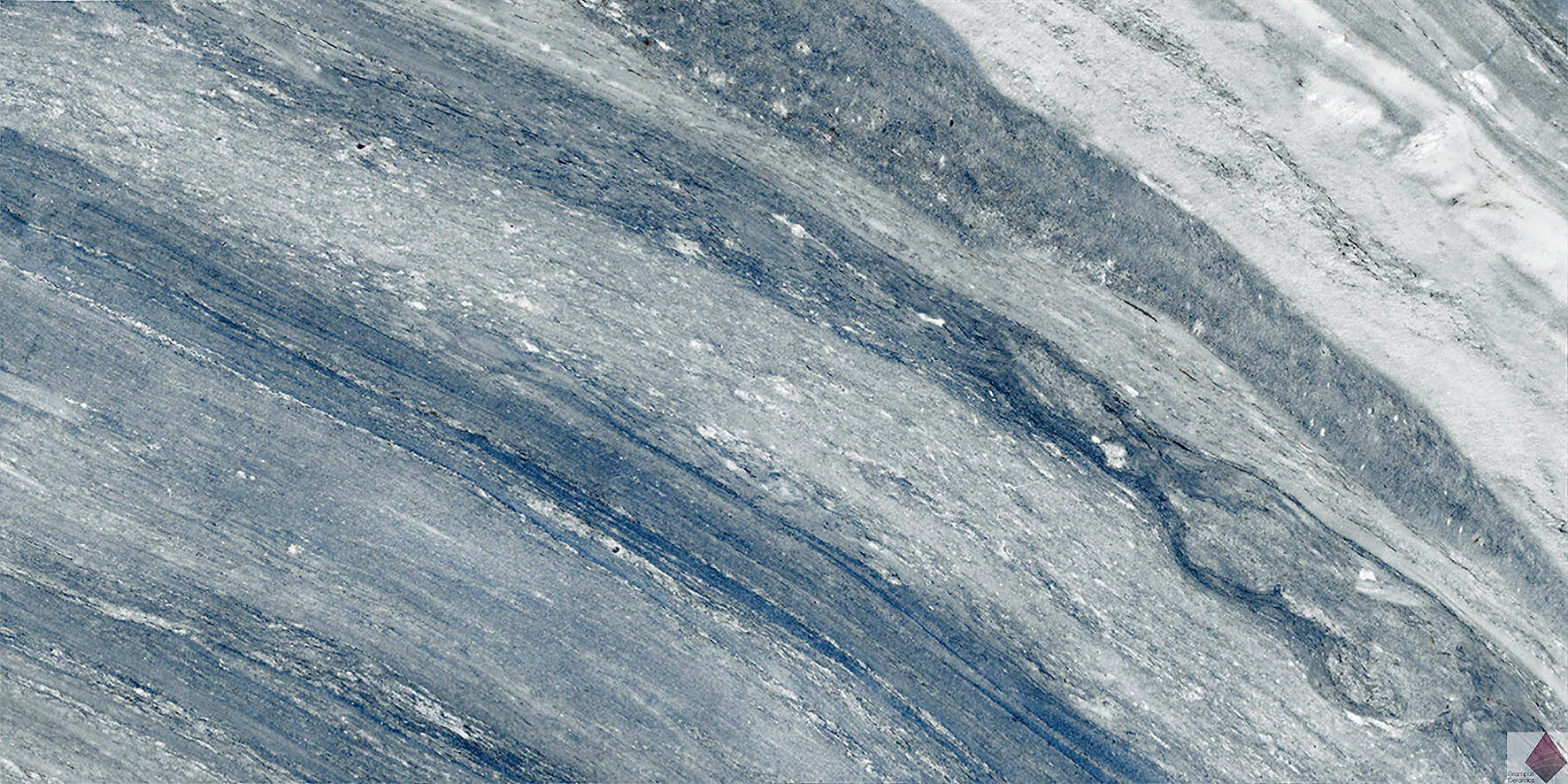 Глянцевая серо-голубая плитка под камень Pamesa Cr. Lux Ossola Blue 60x120