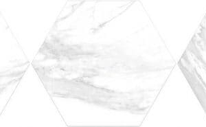 Матовая белая плитка под мрамор шестиугольник Oset Neo White Hex 20x24