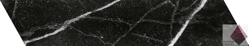 Матовая черная плитка под мрамор шеврон Oset Tinos Black Chevron 8x40