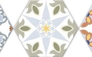 Цветная матовая плитка шестиугольник Oset Versalles Deco Colors Hex 20x24