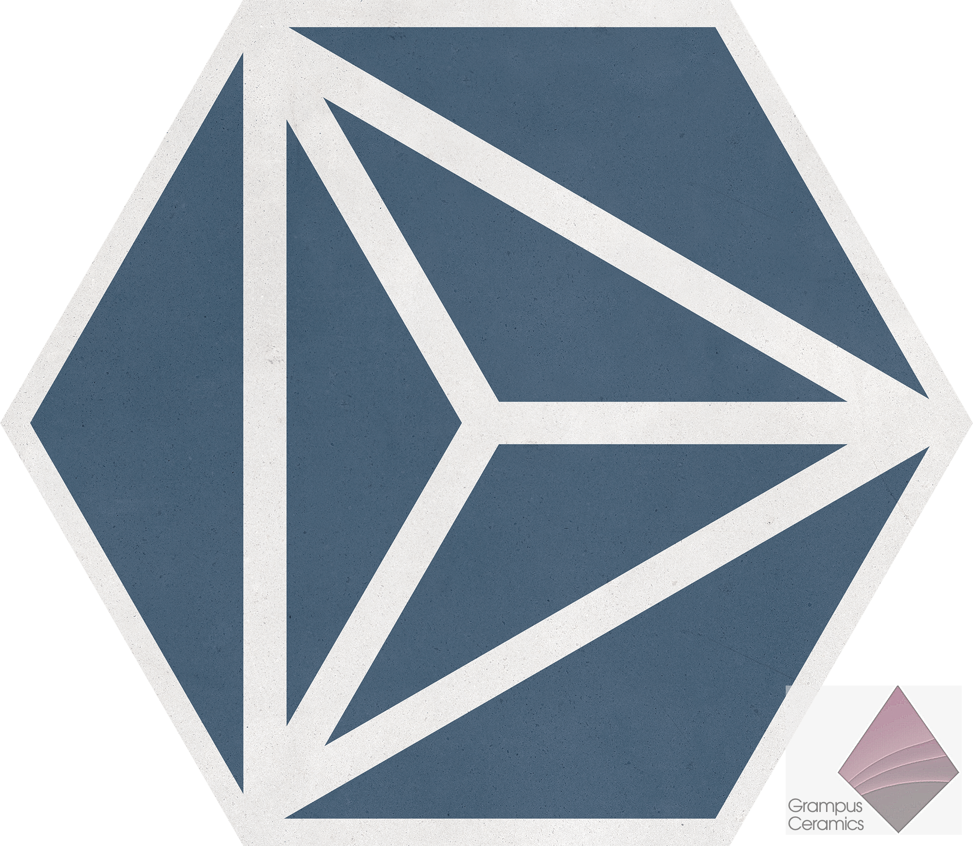 Плитка матовая синяя шестиугольник Peronda Harmony Varadero Azure 19.8x22.8