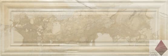 Глянцевая бежевая плитка под мрамор для стен Ape Ceramica Rex Shine Cream Boiserie 25x75