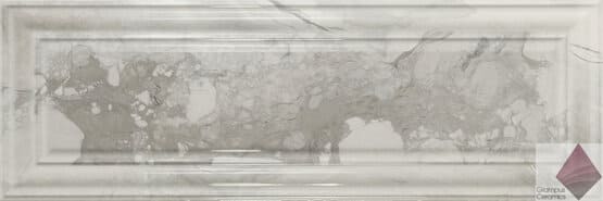 Глянцевая серая плитка под мрамор для стен Ape Ceramica Rex Shine Pearl Boiserie 25x75
