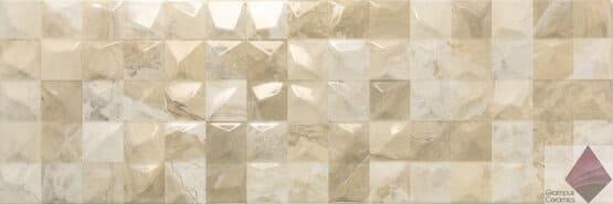 Глянцевая бежевая плитка под мозаику для стен Ape Ceramica Rex Figure Cream Shine 25x75