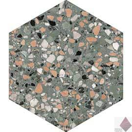 Матовая плитка под терраццо сотами DNA Tiles Terrazzo Teal 32x37