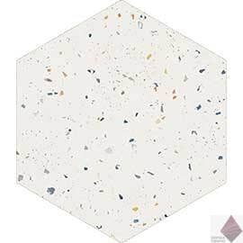 Белая матовая плитка сотами DNA Tiles Terrazzo White Colours 32x37