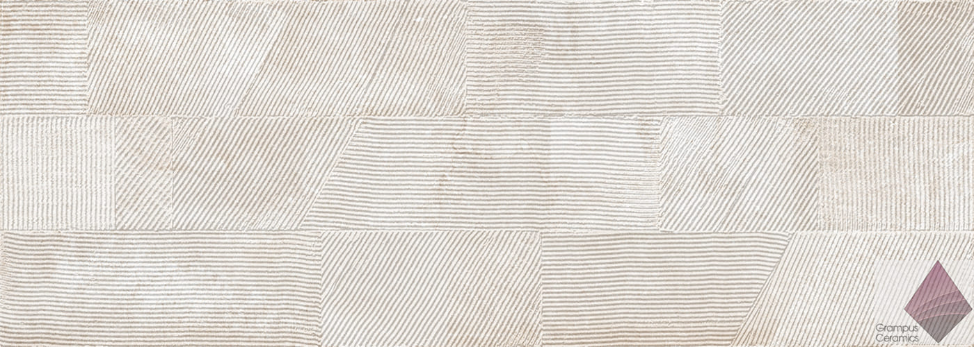 Рельефная матовая плитка под бетон для стен Keraben Rue De Paris Concept Beige 25x70
