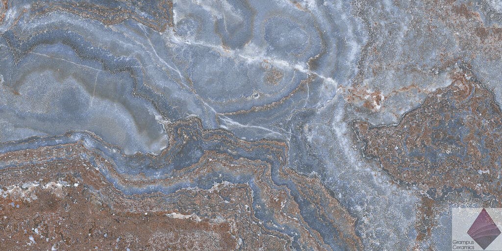 Голубая глянцевая плитка под камень Jewel Blue Pul. Rect. 60x120