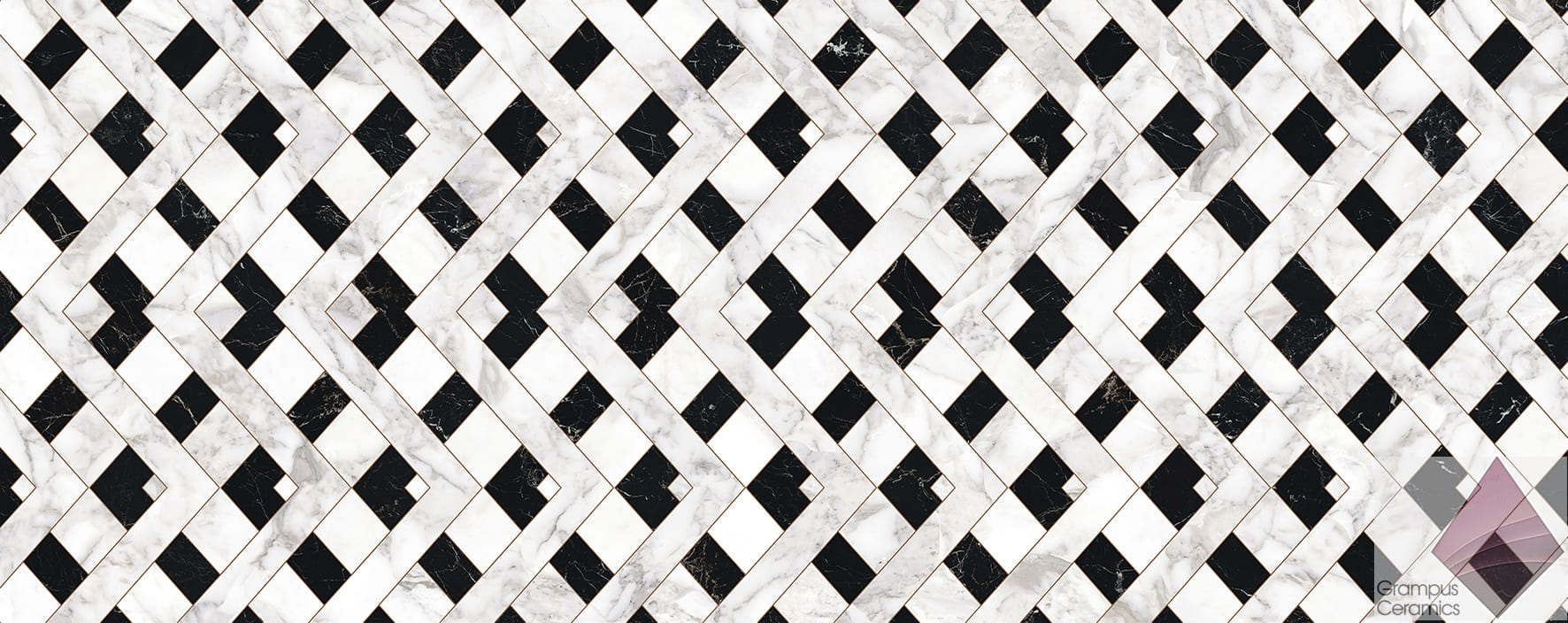 Глянцевая плитка рисунок геометрия для стен Porcelanosa Trenza Marmi 59.6x150