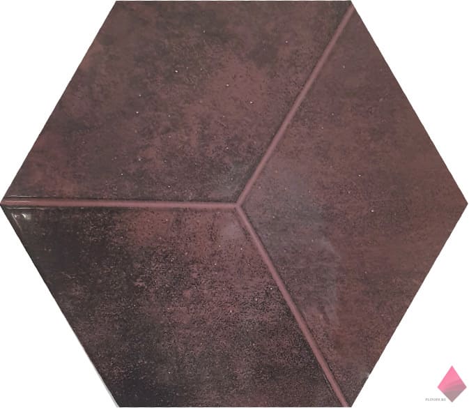 Бордовая глянцевая шестиугольная плитка Pamesa Kingsbury Hex Grana 19.8x22.8