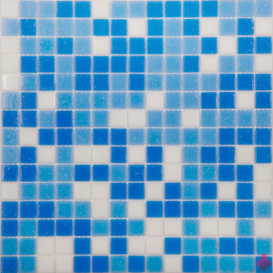 Голубая мозаика из стекла MIX14 32.7x32.7 NSmosaic Econom