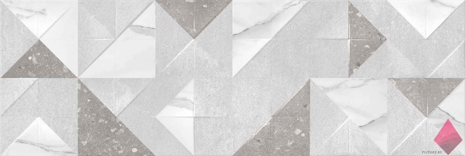 Настенная плитка терраццо Gracia Origami grey wall 03 30x90