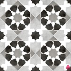 Черно-белая плитка для пола Kerlife Rabat Black 45x45