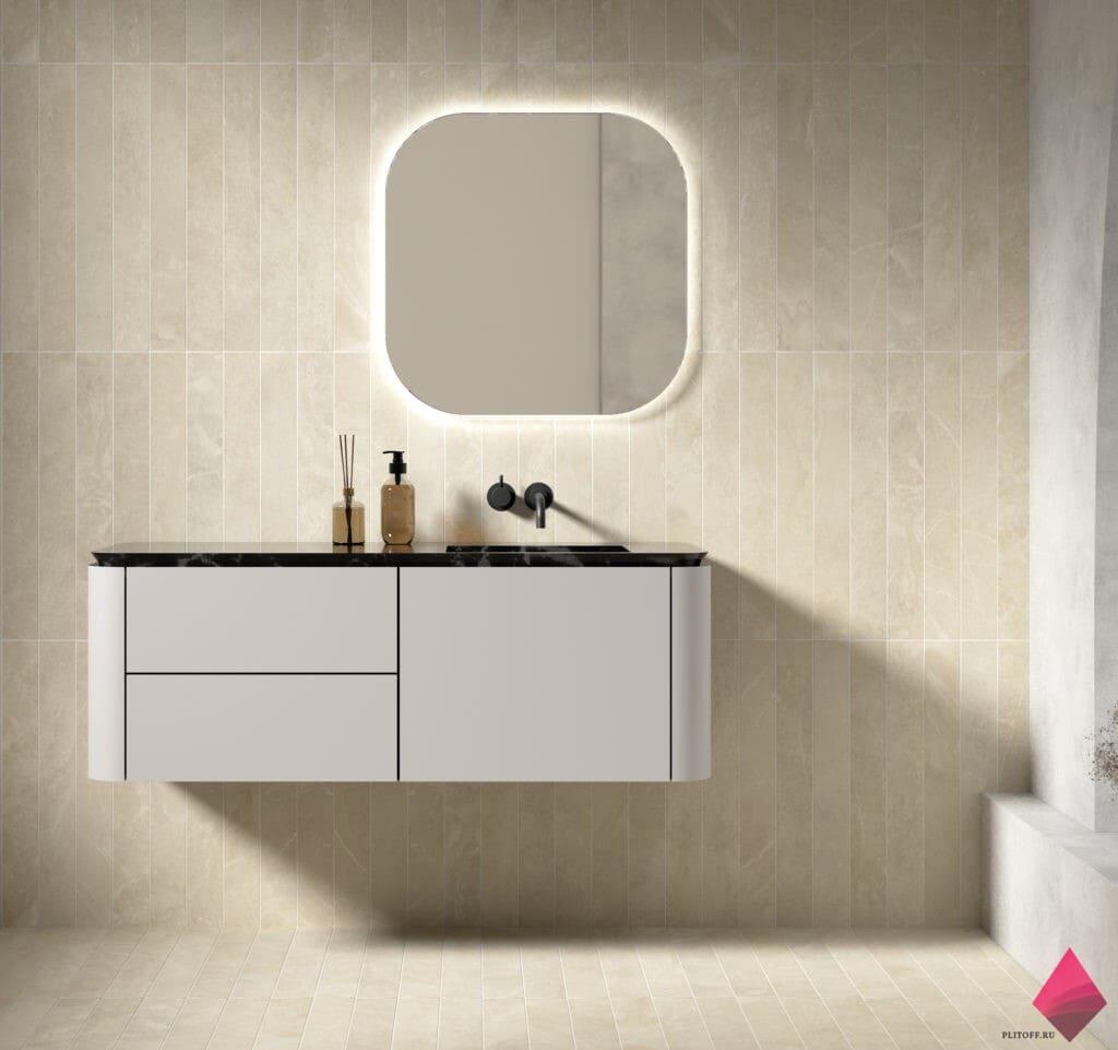 Бежевая узкая плитка керамогранит