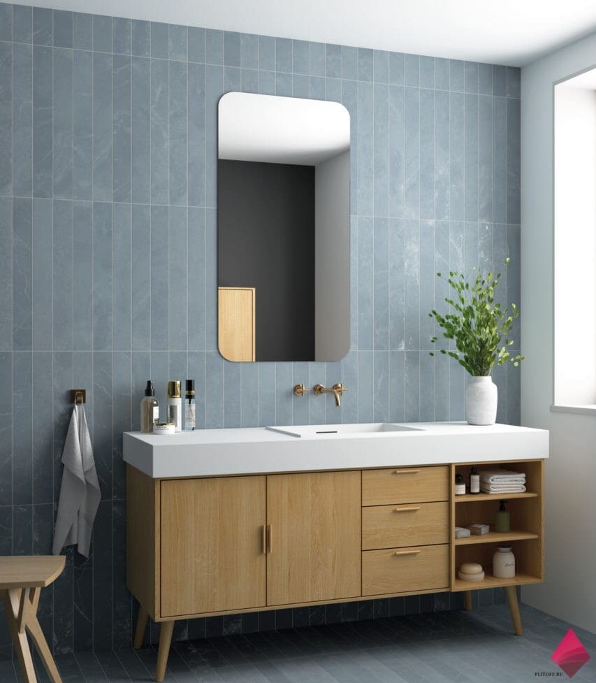 Голубой керамогранит для ванной