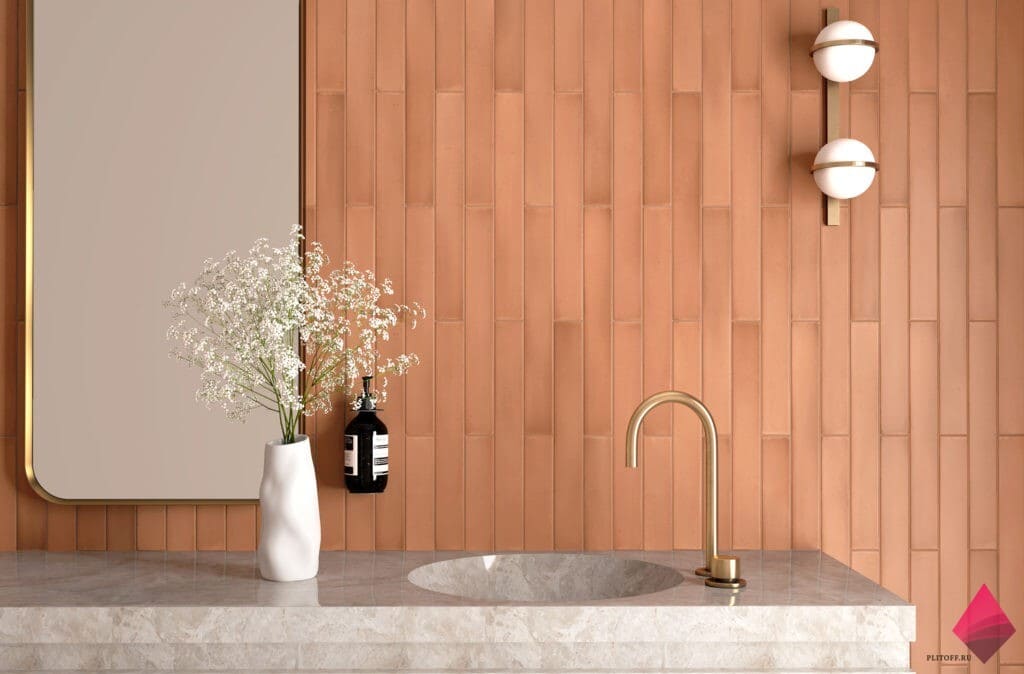 Оранжевая плитка для ванной