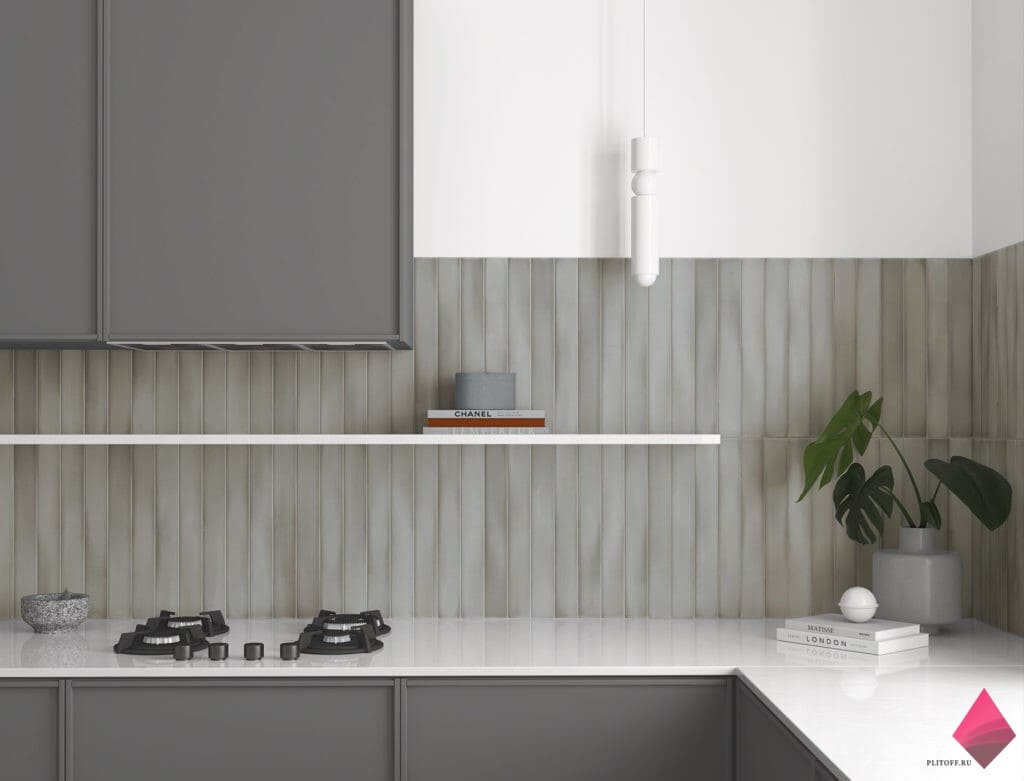 Серая плитка на фартук