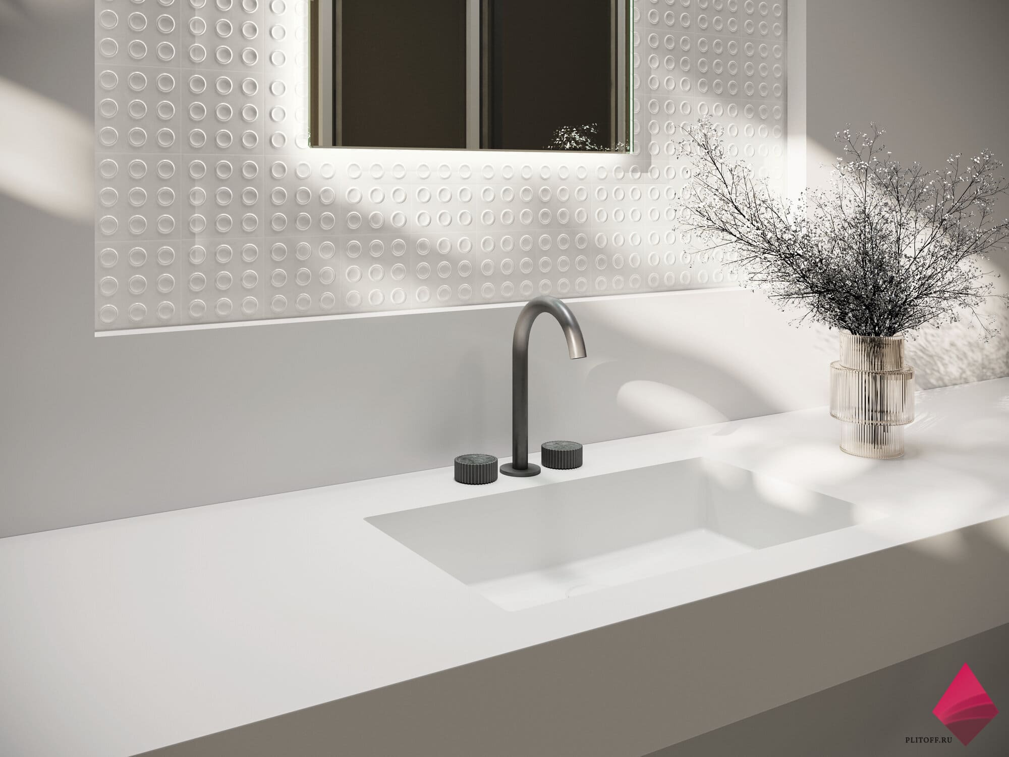 Белая плитка для ванной 10 на 10