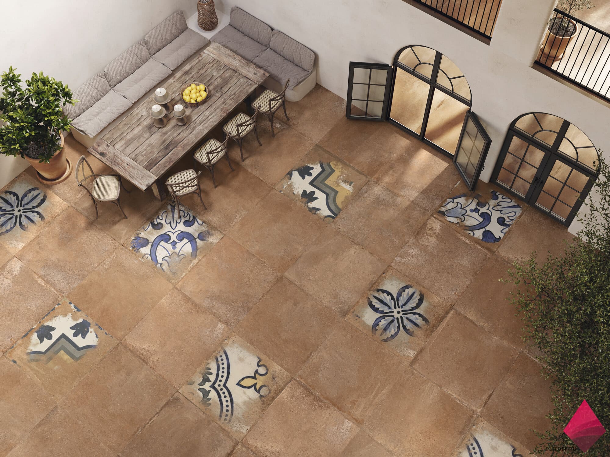 Коричневая напольная плитка