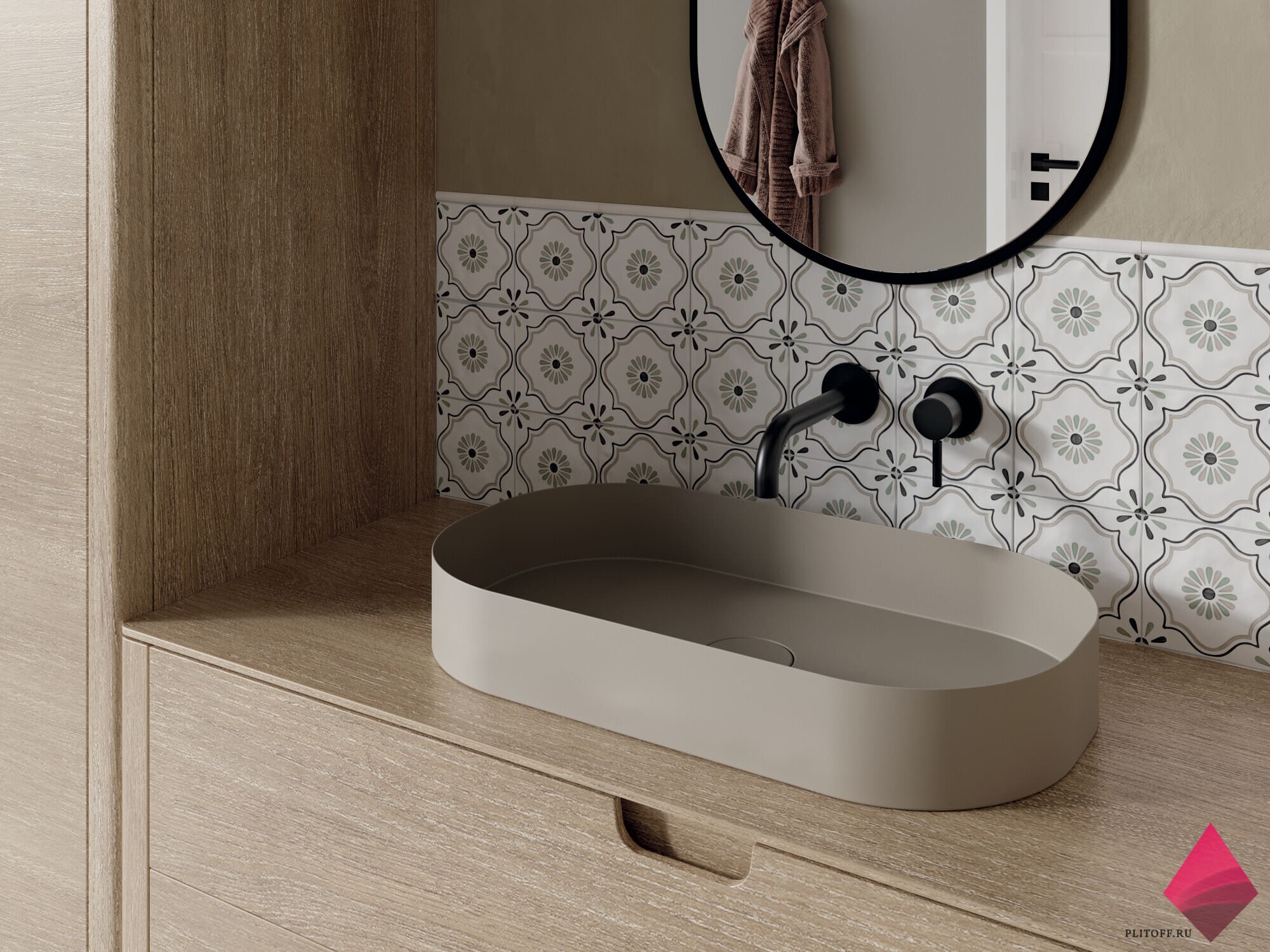 Маленькая плитка для ванной с рисунком