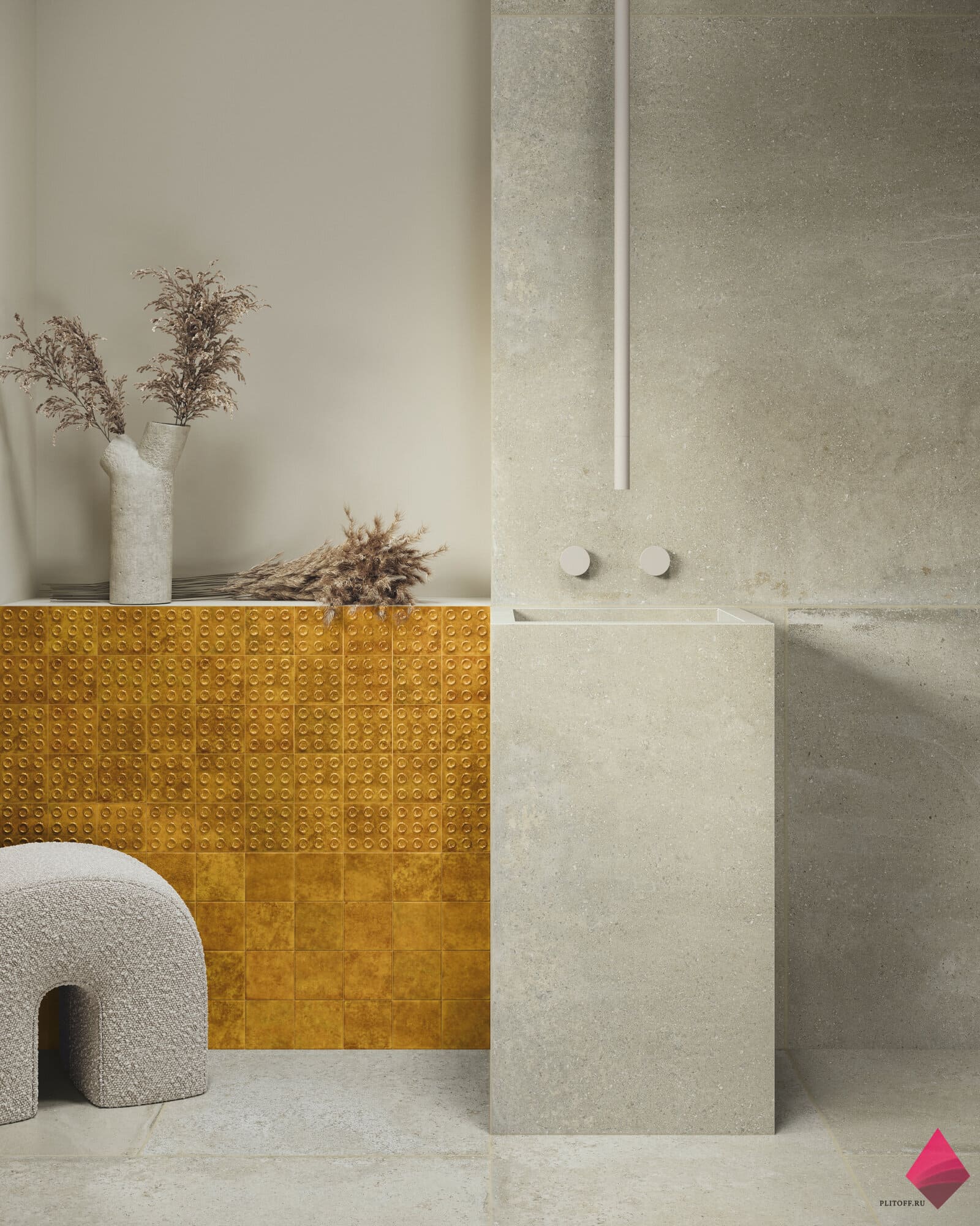 Оранжевая плитка для ванной