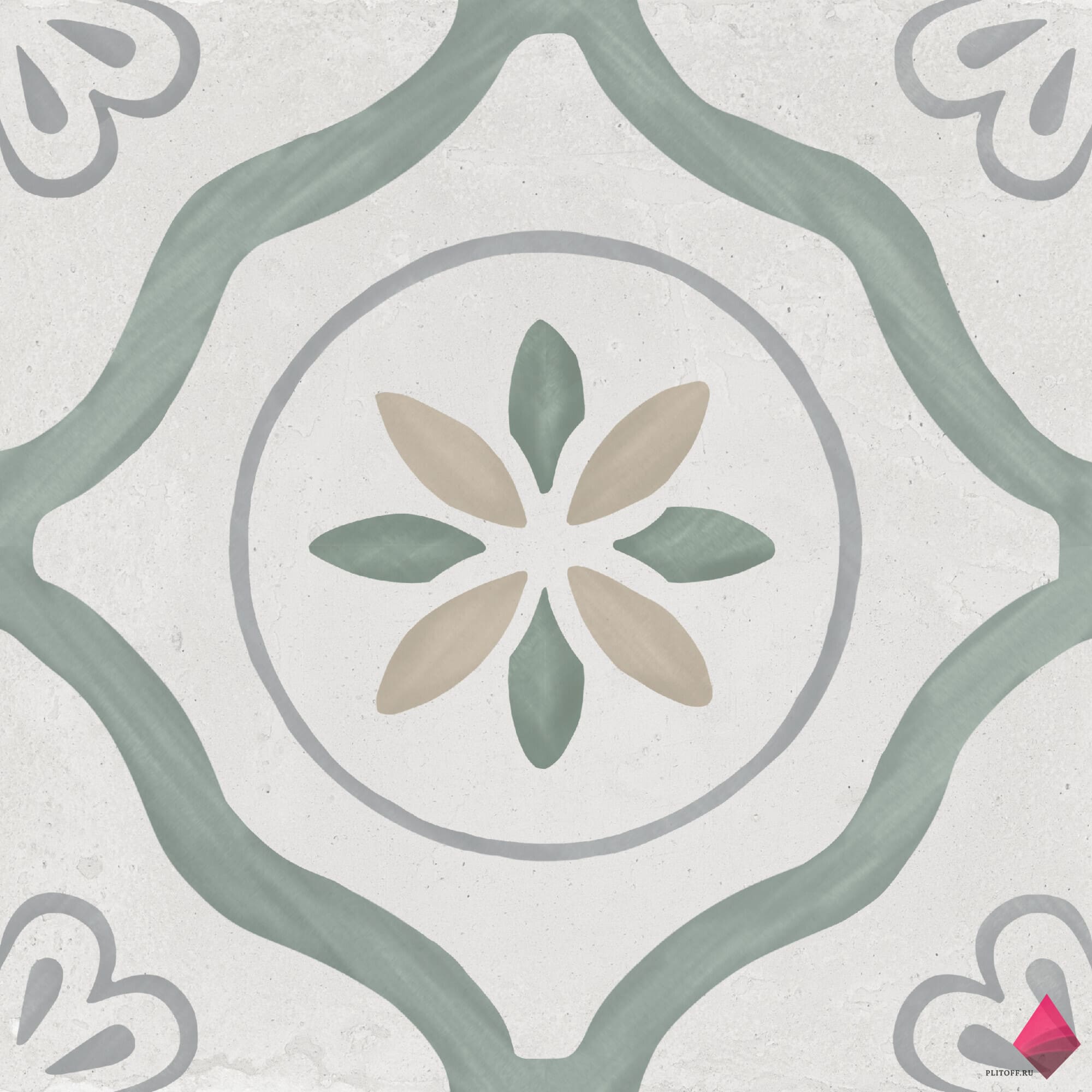 SIROCCO GREEN PETALS Плитка с орнаментом для пола