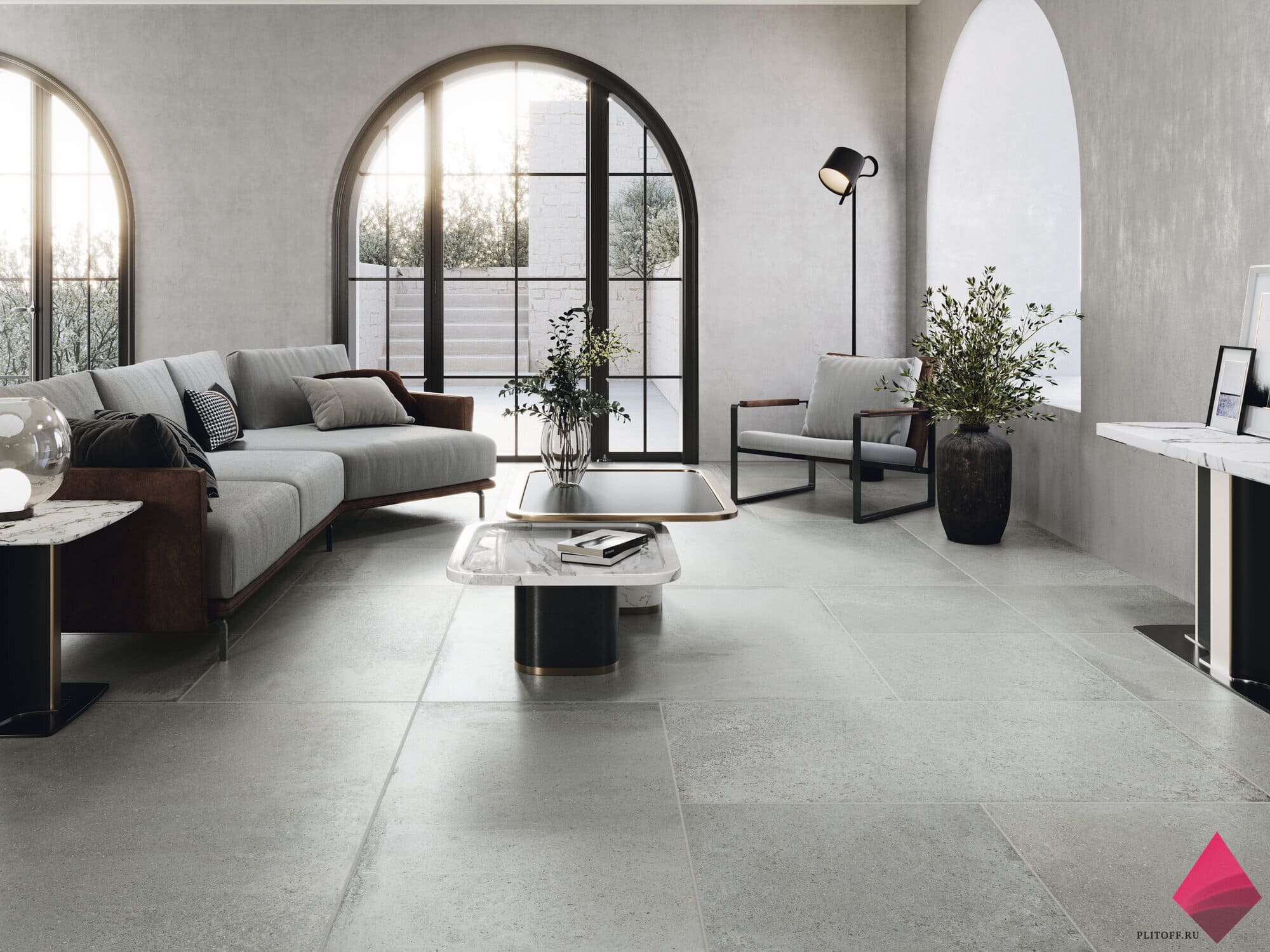 Серая плитка под бетон