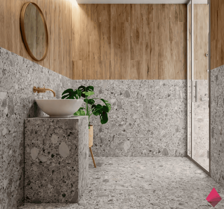 Серая плитка терраццо для ванной