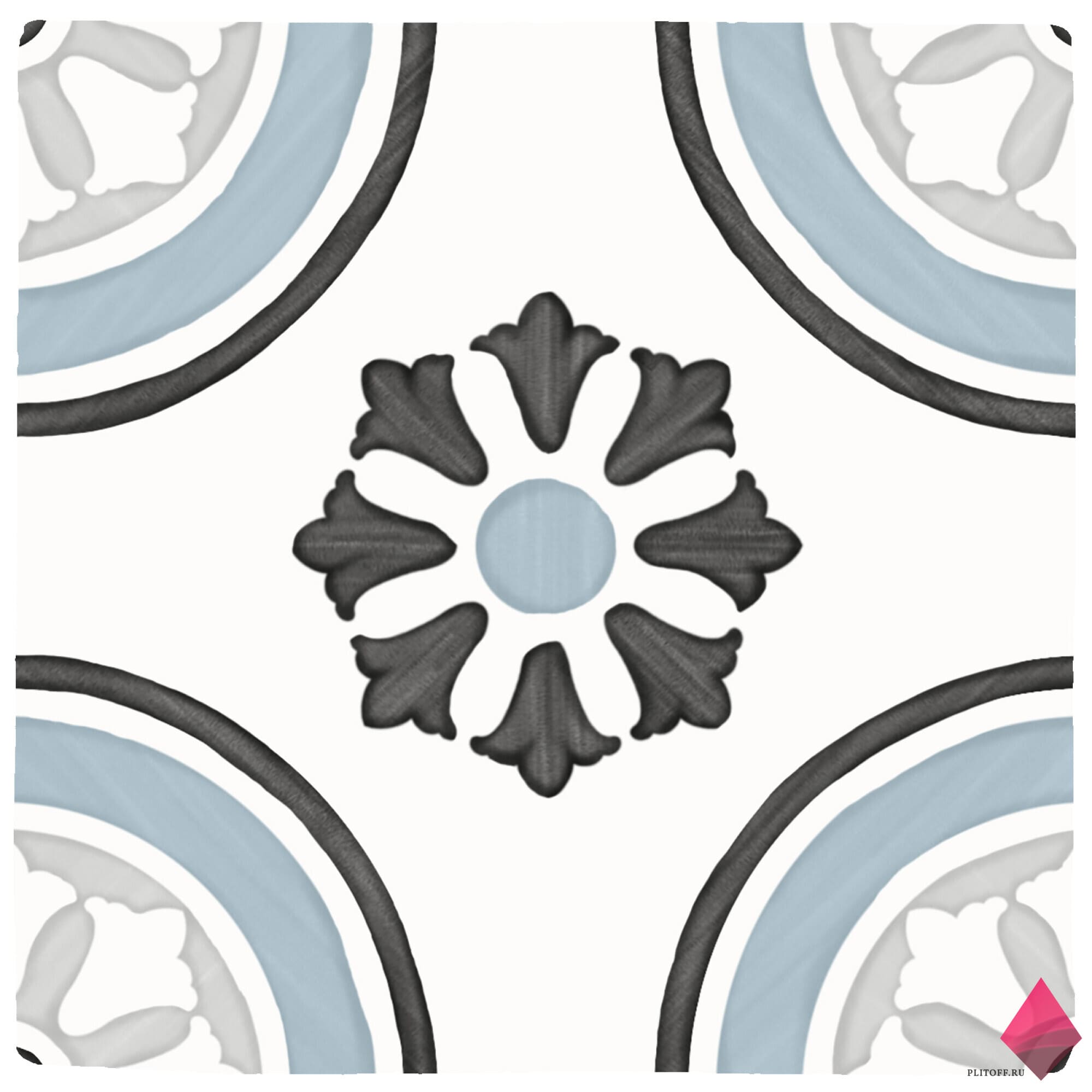 TANGER BLUE DHALIA 12X12 Матовая плитка для пола с рисунком