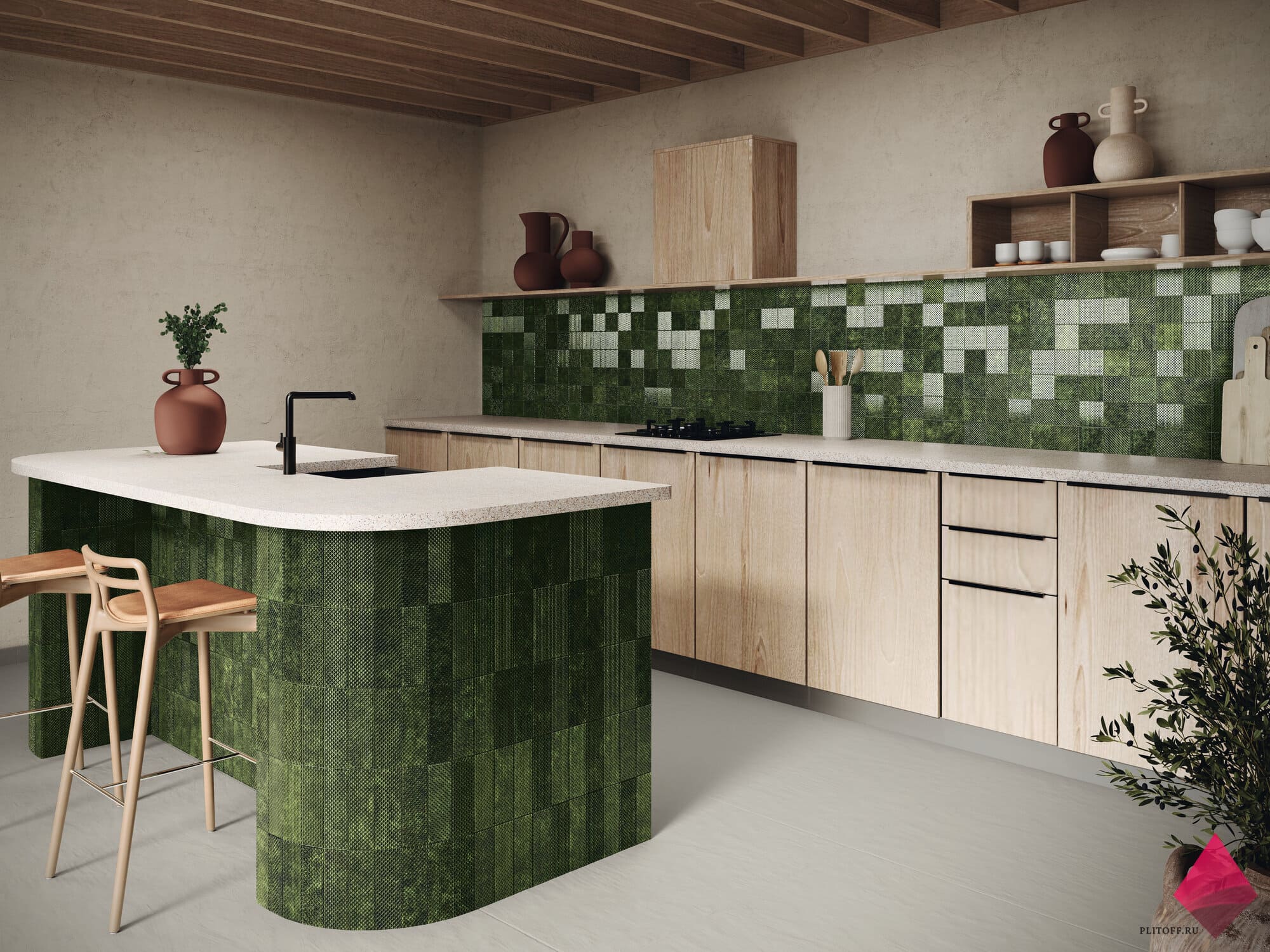 Зеленая керамическая плитка