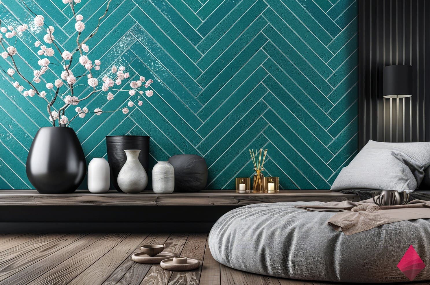 Бирюзовая глянцевая плитка