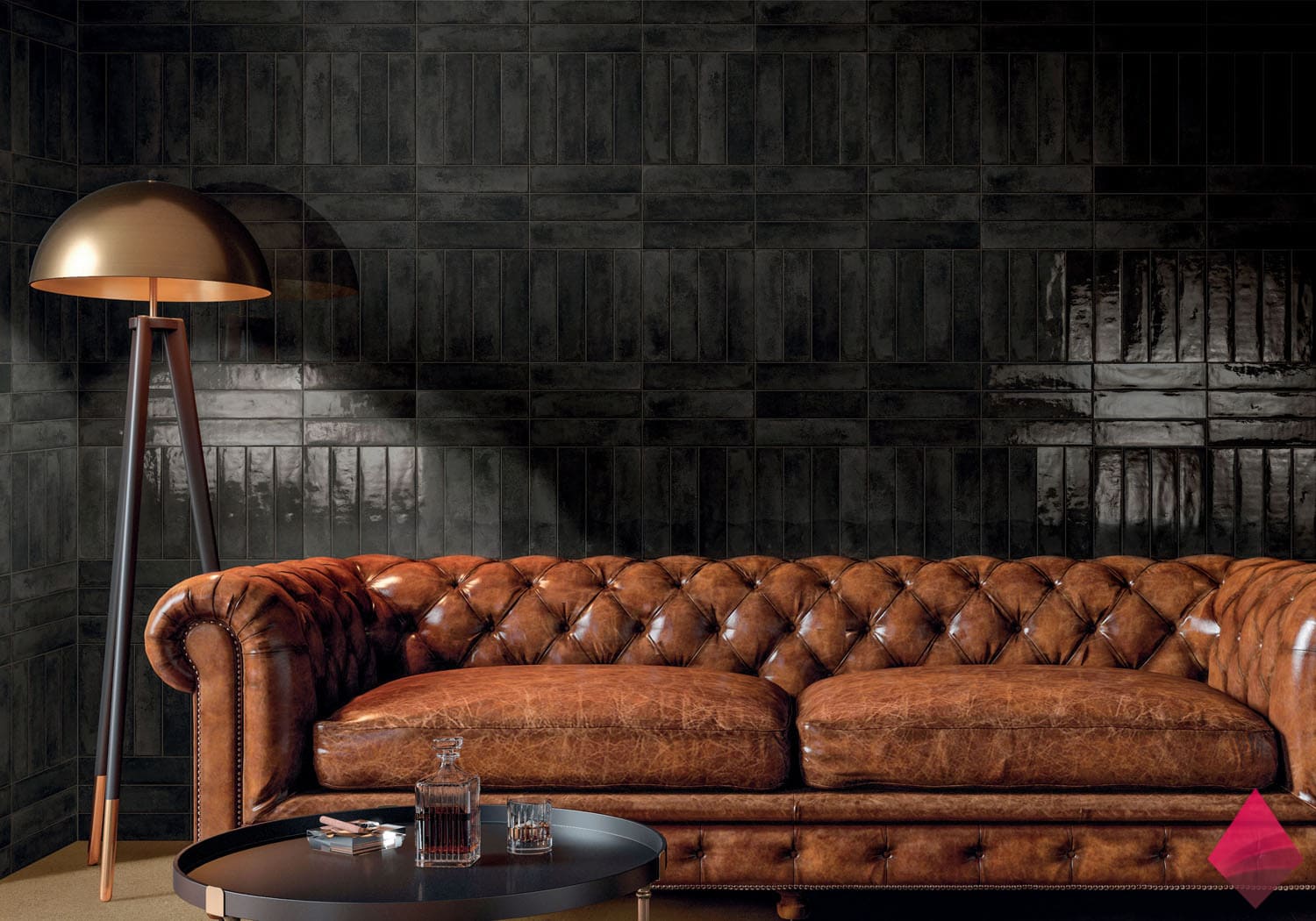 Черная настенная плитка фото