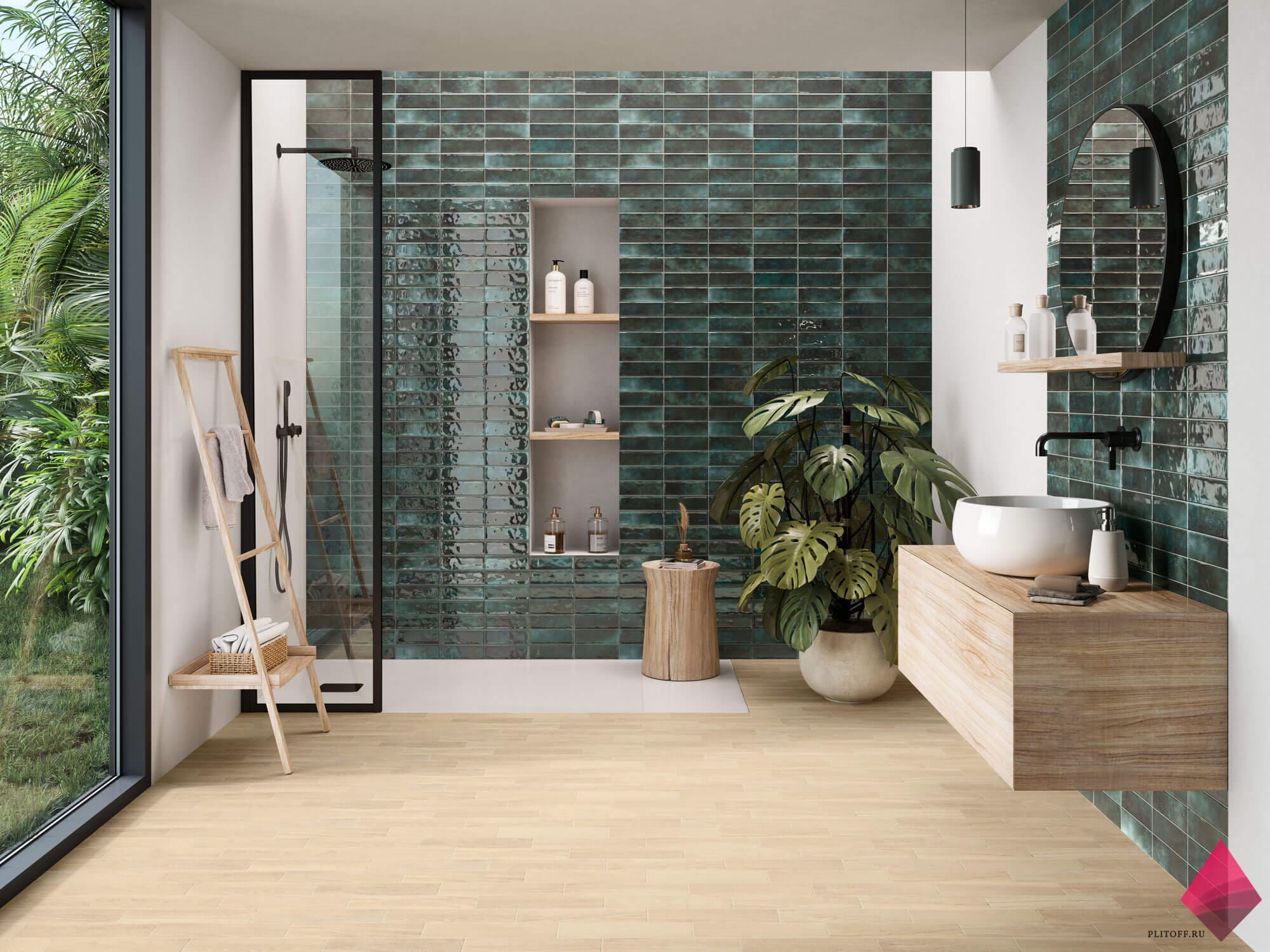 Изумрудная плитка под кирпич