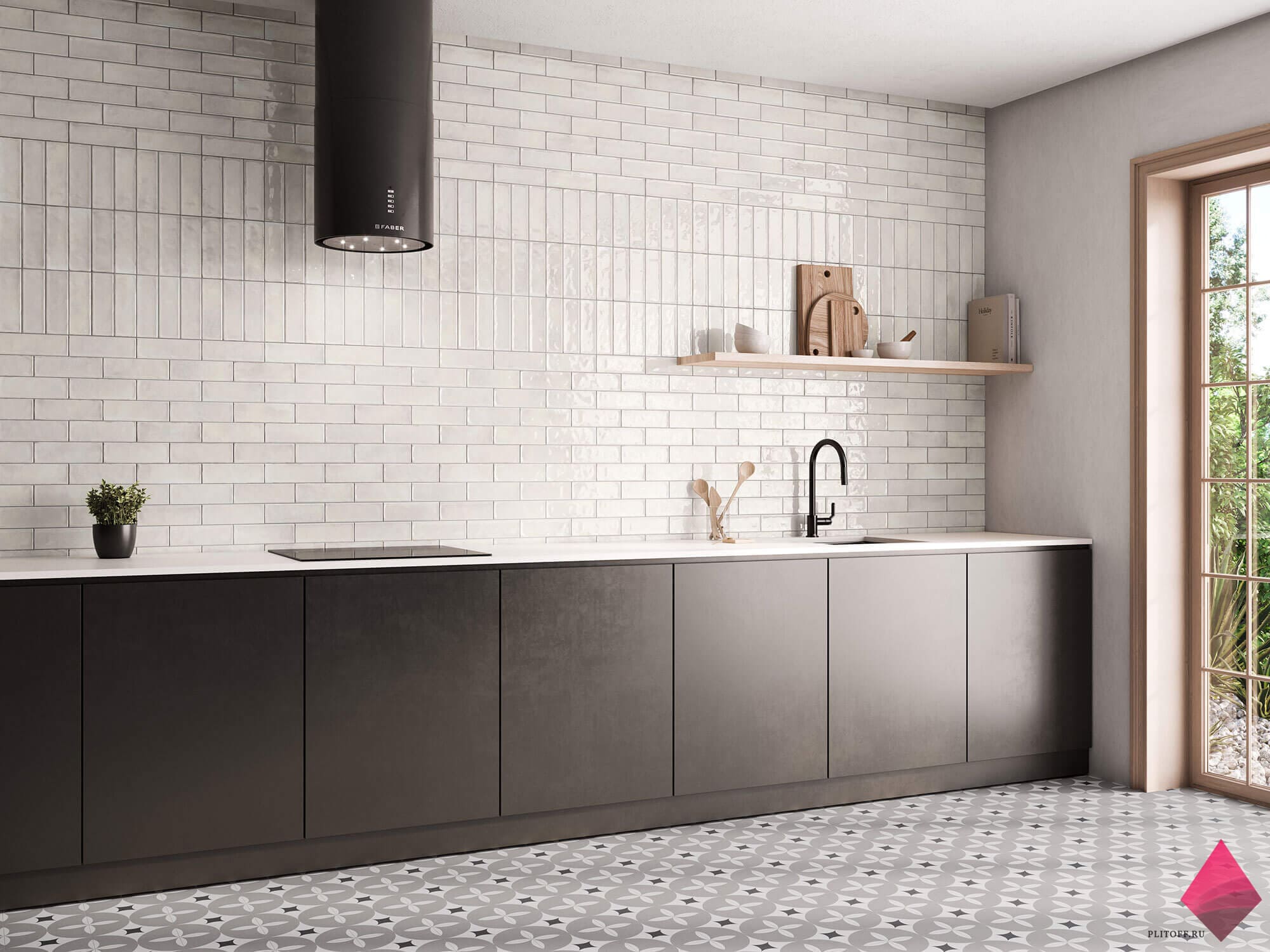 Плитка под кирпич на фартук