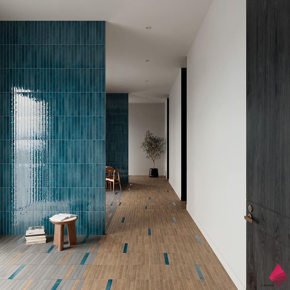 Синяя плитка под кирпич