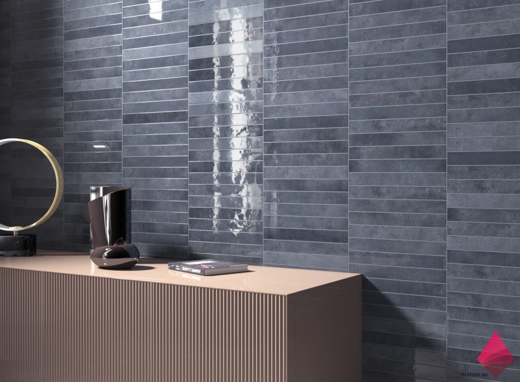 Синяя узкая плитка фото