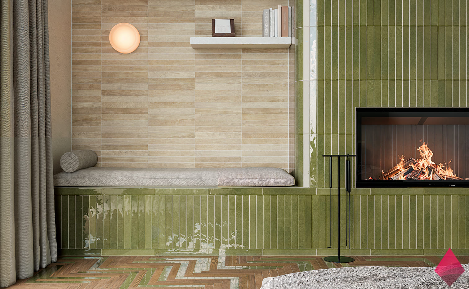 Узкая глянцевая плитка