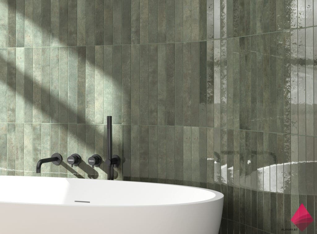 Зеленая узкая плитка фото