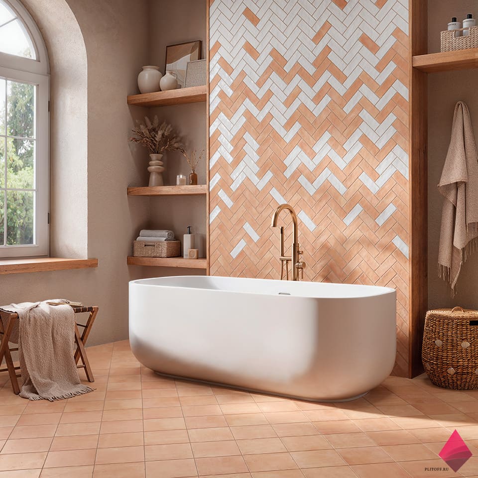 плитка елочкой для ванной