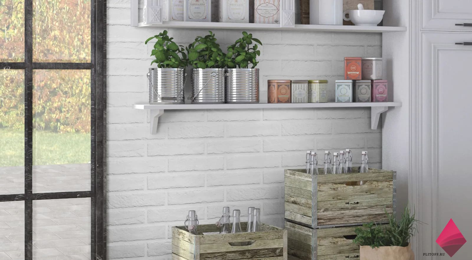 Белая плитка под кирпич фото